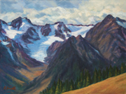 Mount Olympus Study Painting by Brenda Howell showing beautiful snow-capped mountain view in Olympic National Park in Washington.